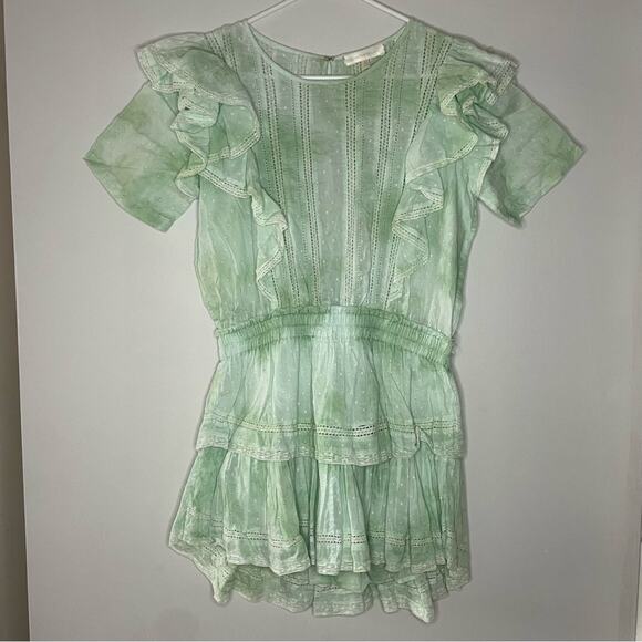 LoveShackFancy Natasha Dress in Jade Mist Hand Dye Size M - Picture 10 of 14